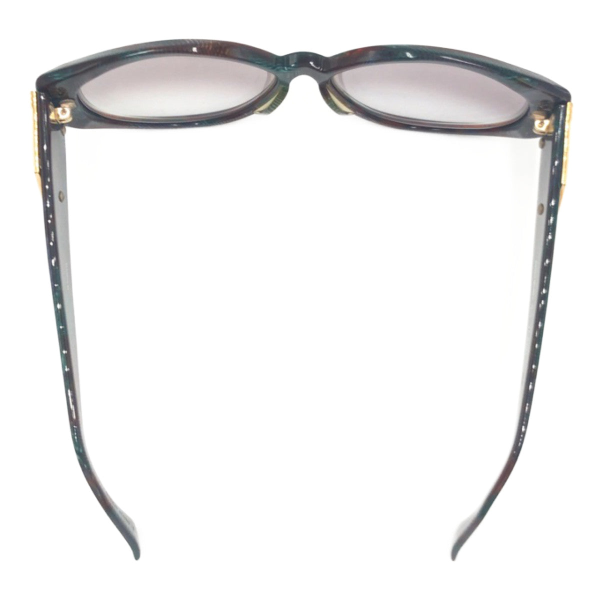 C-222
YVES SAINT LAURENT イヴ・サンローラン グリーン 緑 ブラウン 茶 ゴールド金具 プラスチック 31-6505 サングラス ウェリントン  度あり レディース