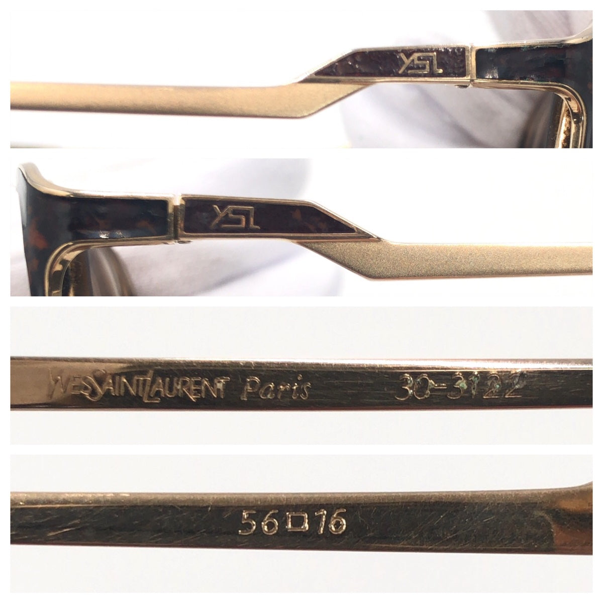 C-223
YVES SAINT LAURENT イヴ・サンローラン 男女兼用 ゴールド 金 メタル 56□16 30-3122 サングラス  度あり メンズ