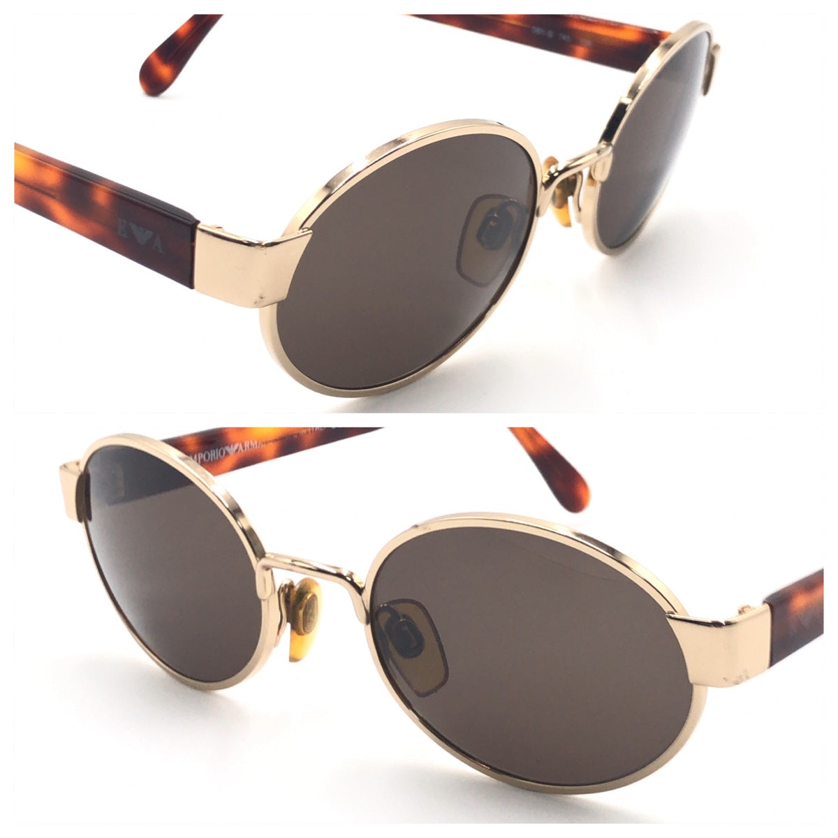 Emporio Armani エンポリオ・アルマーニ ブラック 黒 ゴールド金具 プラスチック 081-s 743 135 サングラス ラウンド  メンズ