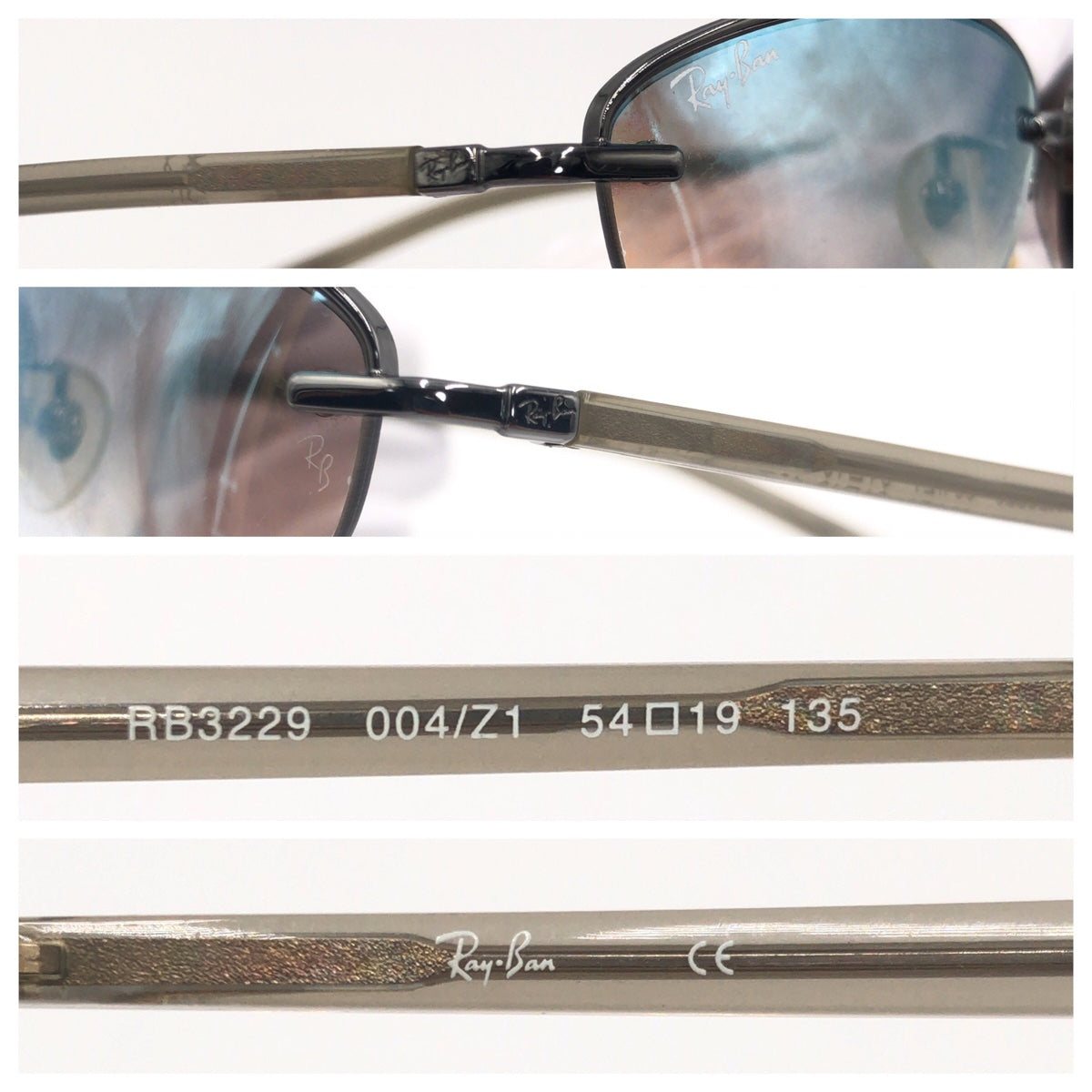 C-224
Ray-Ban レイバン ハーフミラー 男女兼用 ブルー 青 ブラック 黒  メタル RB3229 004/Z1 54□19 135 サングラス オーバル  レディース
