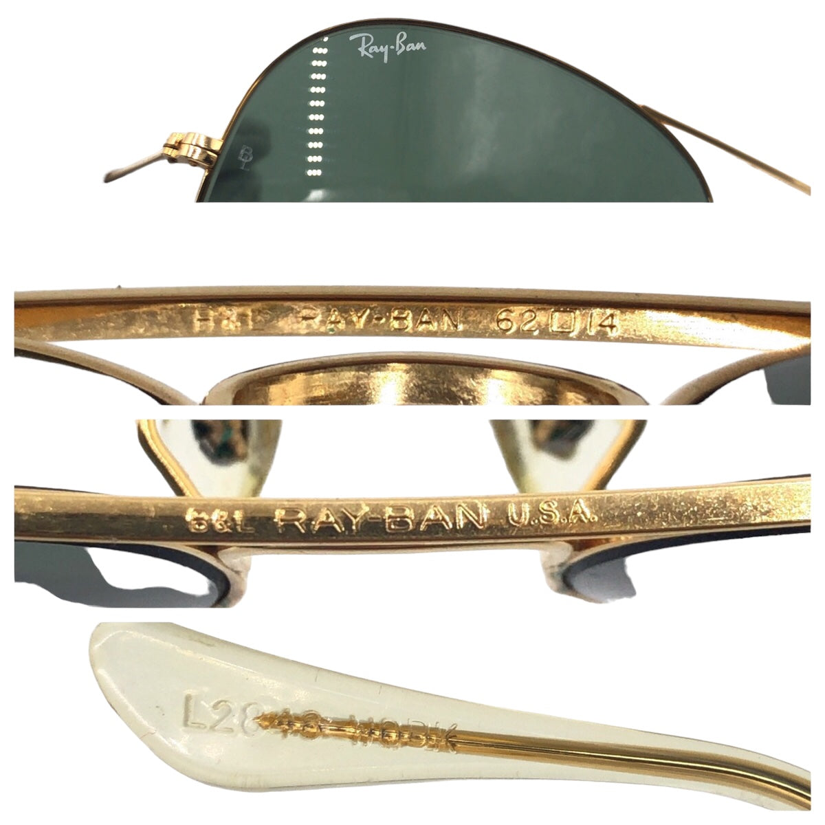 Ray-Ban B&amp;L RAY-BAN USA Aviator Gold Metal B&amp;L RAY-BAN 62◻︎14 Sunglasses Teardrop Men's