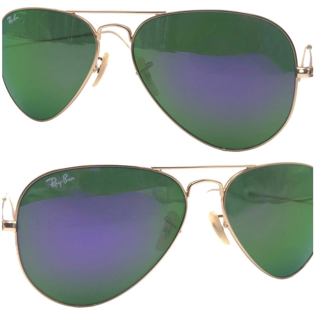 Ray-Ban Aviator Large Metal Gold Green Metal RB3025 AVIATOR LARGE METAL 112/68F 58◻︎14 3N Sunglasses Teardrop Men's