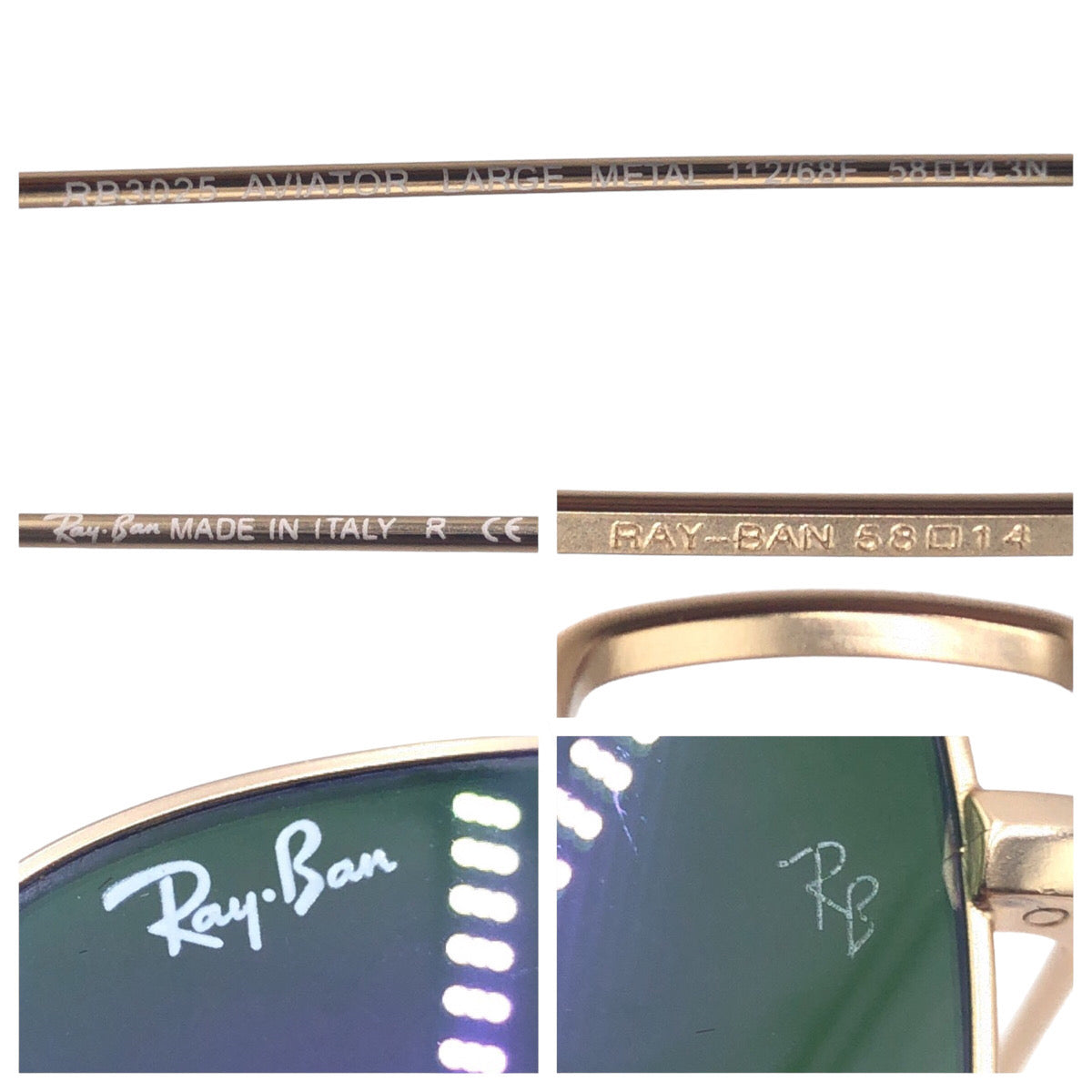 Ray-Ban Aviator Large Metal Gold Green Metal RB3025 AVIATOR LARGE METAL 112/68F 58◻︎14 3N Sunglasses Teardrop Men's