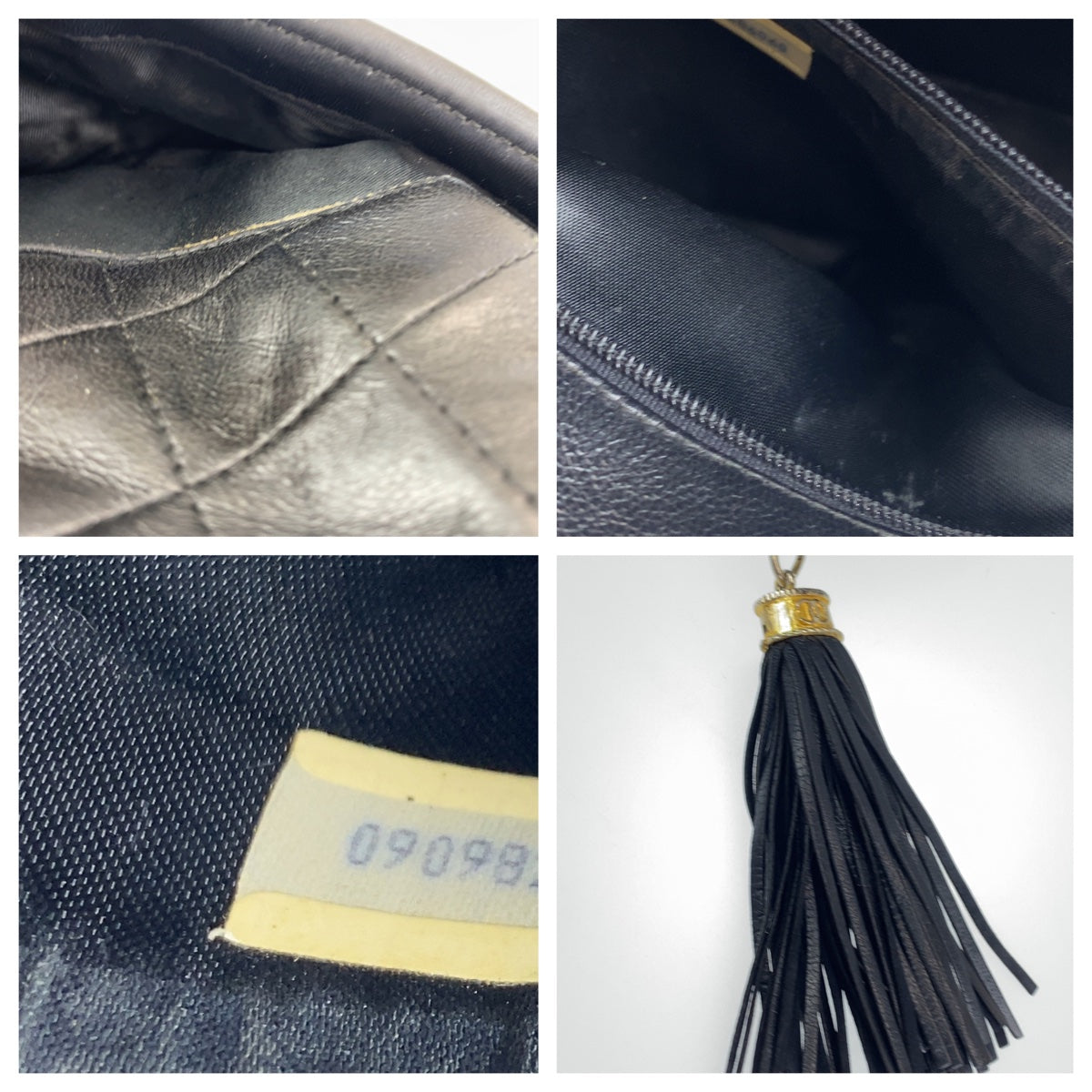 H-0259
CHANEL シャネル ヴィンテージ マトラッセ フリンジ ブラック 黒 ゴールド金具 ラムスキン ショルダーバッグ 斜め掛けバッグ  レディース