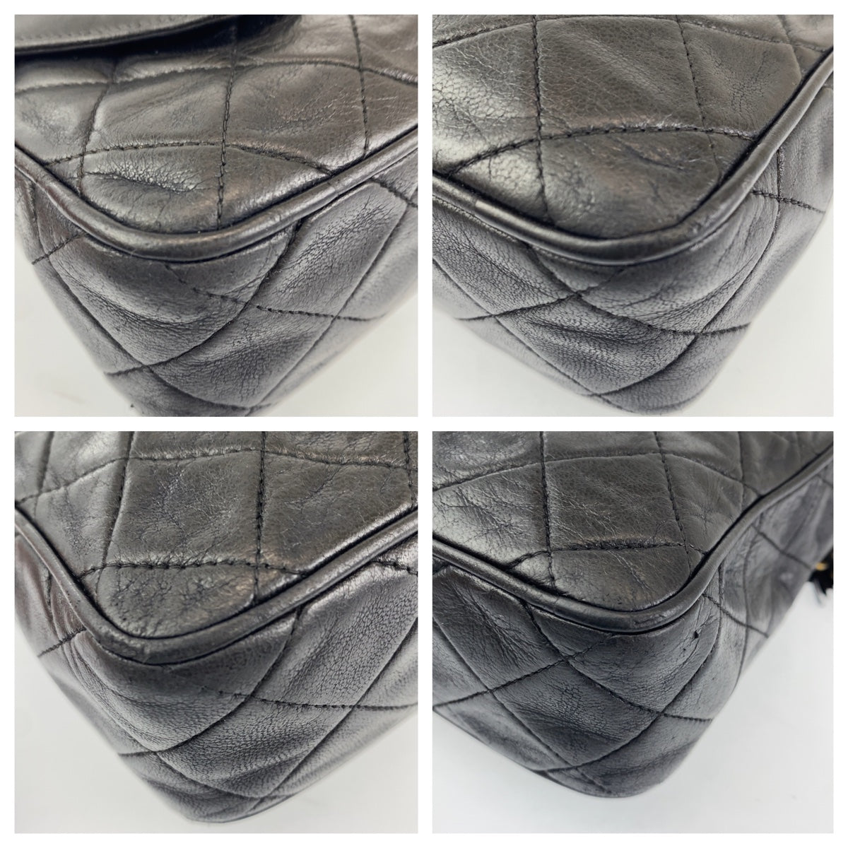 H-0259
CHANEL シャネル ヴィンテージ マトラッセ フリンジ ブラック 黒 ゴールド金具 ラムスキン ショルダーバッグ 斜め掛けバッグ  レディース