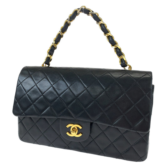CHANEL シャネル ヴィンテージ マトラッセ シングルフラップ ココマーク ターンロック ブラック 黒 ゴールド金具 ラムスキン ハンドバッグ トートバッグ  レディース