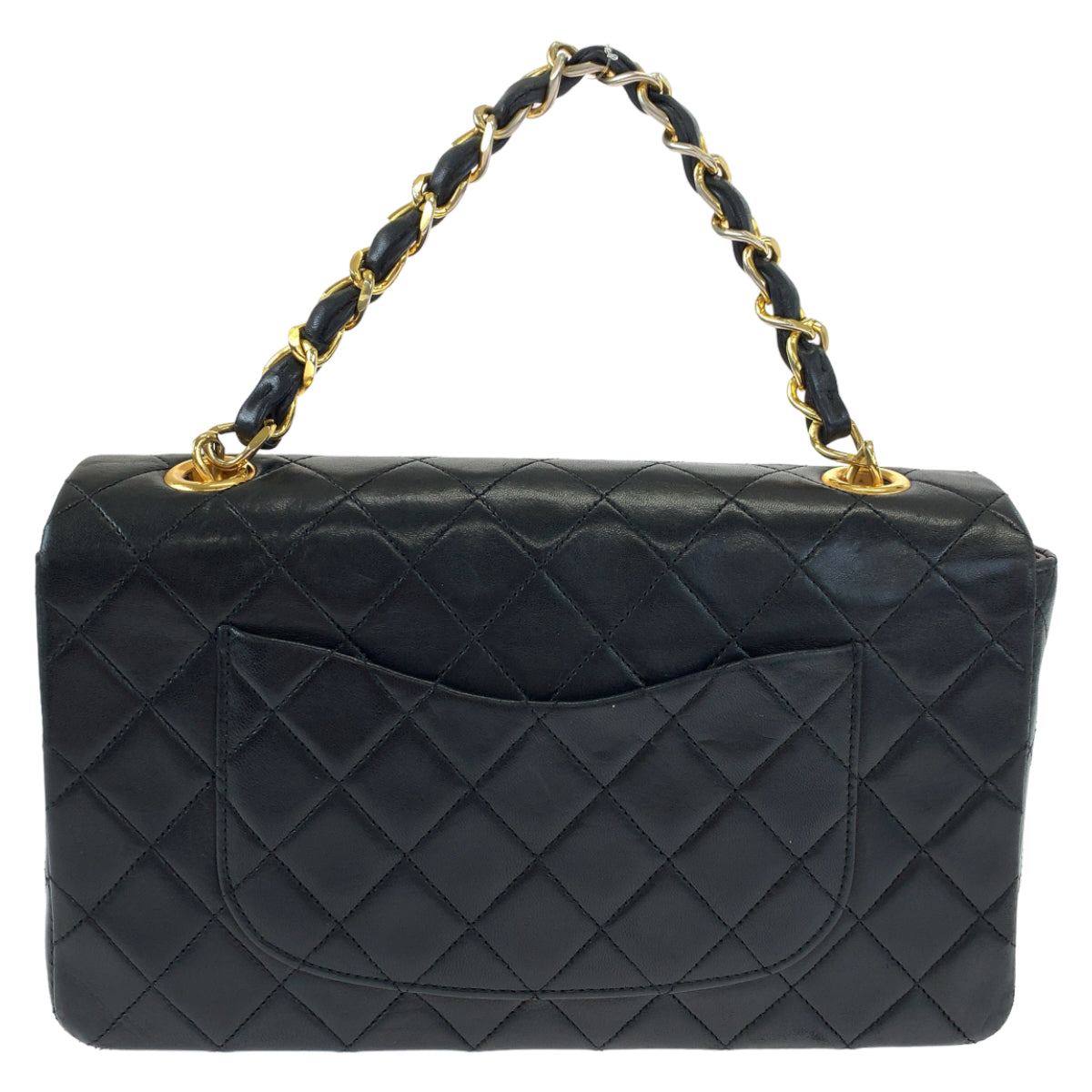 CHANEL シャネル ヴィンテージ マトラッセ シングルフラップ ココマーク ターンロック ブラック 黒 ゴールド金具 ラムスキン ハンドバッグ トートバッグ  レディース