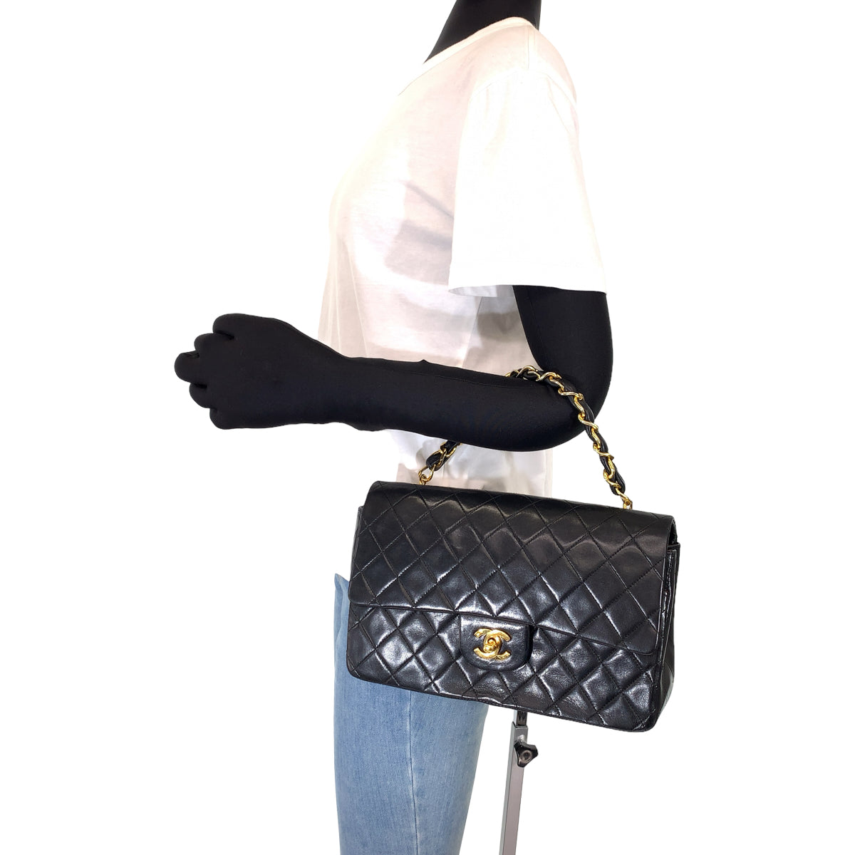 CHANEL シャネル ヴィンテージ マトラッセ シングルフラップ ココマーク ターンロック ブラック 黒 ゴールド金具 ラムスキン ハンドバッグ トートバッグ  レディース