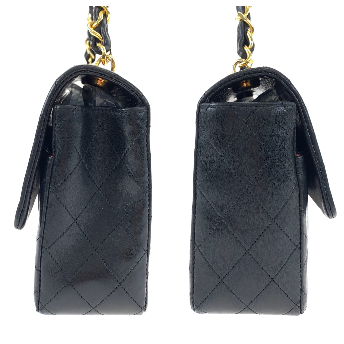 CHANEL シャネル ヴィンテージ マトラッセ シングルフラップ ココマーク ターンロック ブラック 黒 ゴールド金具 ラムスキン ハンドバッグ トートバッグ  レディース