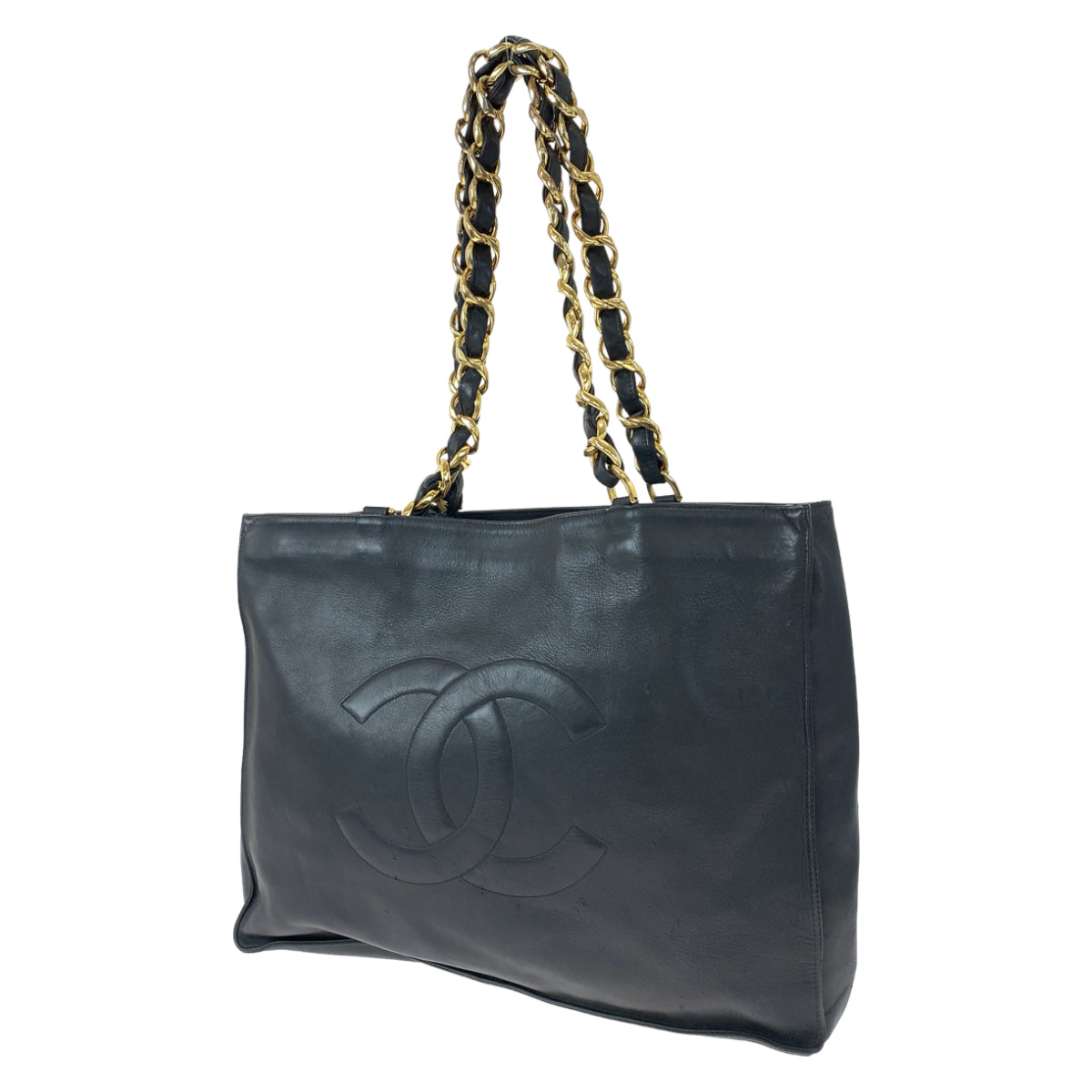 CHANEL シャネル ココマーク ブラック 黒 ゴールド金具 ラムスキン チェーントートバッグ 肩掛け  レディース