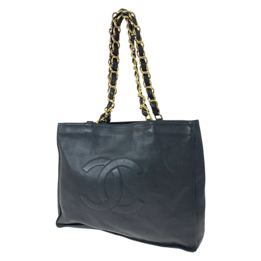 CHANEL シャネル ココマーク ブラック 黒 ゴールド金具 ラムスキン チェーントートバッグ 肩掛け  レディース