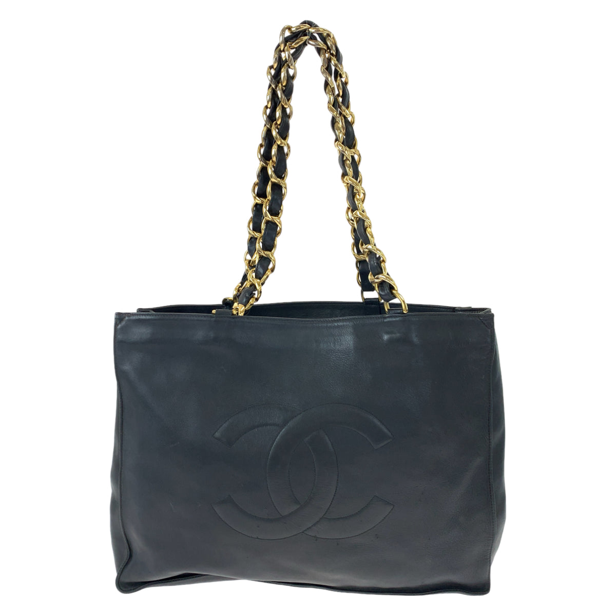 CHANEL シャネル ココマーク ブラック 黒 ゴールド金具 ラムスキン チェーントートバッグ 肩掛け  レディース