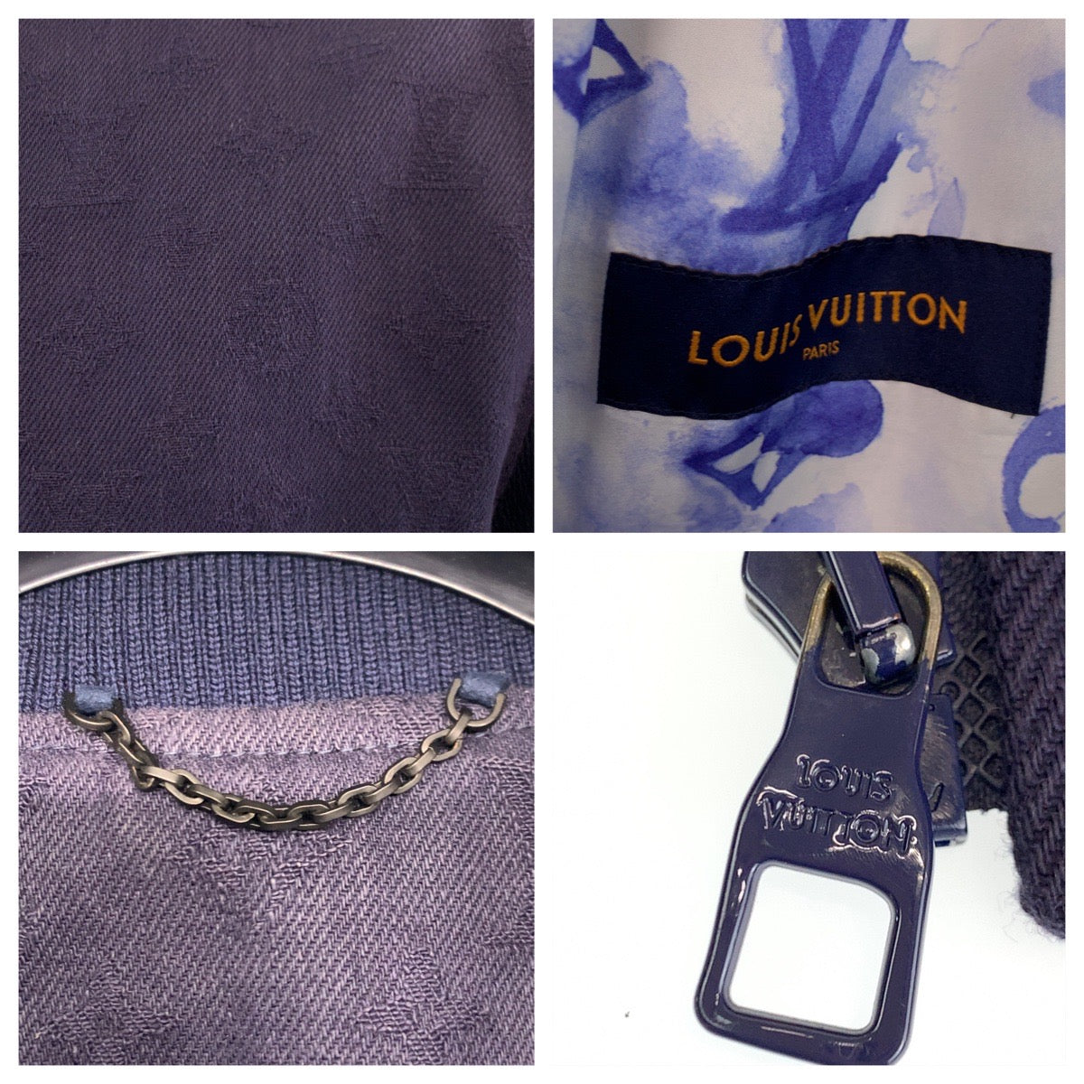 H-0300
LOUIS VUITTON ルイヴィトン モノグラム ウォーターカラー サイズ52 ライダースジャケット ブルー ホワイト デニム / レザー ブルゾン ジャケット スタジャン  メンズ