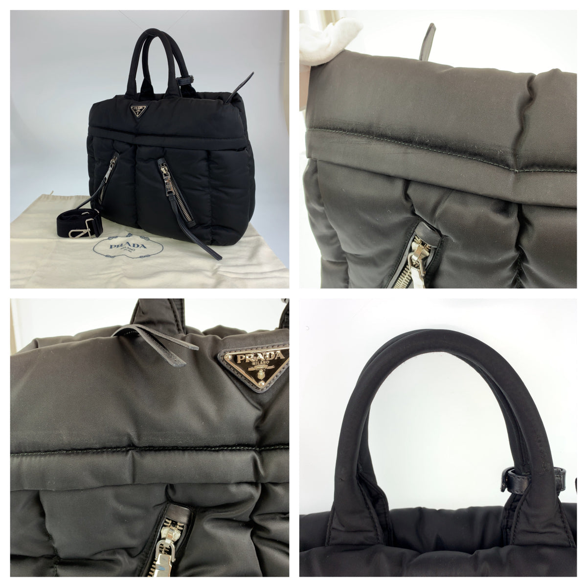 PRADA Prada Tessuto Bomber Black Silver Hardware Nylon BN2617 Business Bag Briefcase Men's