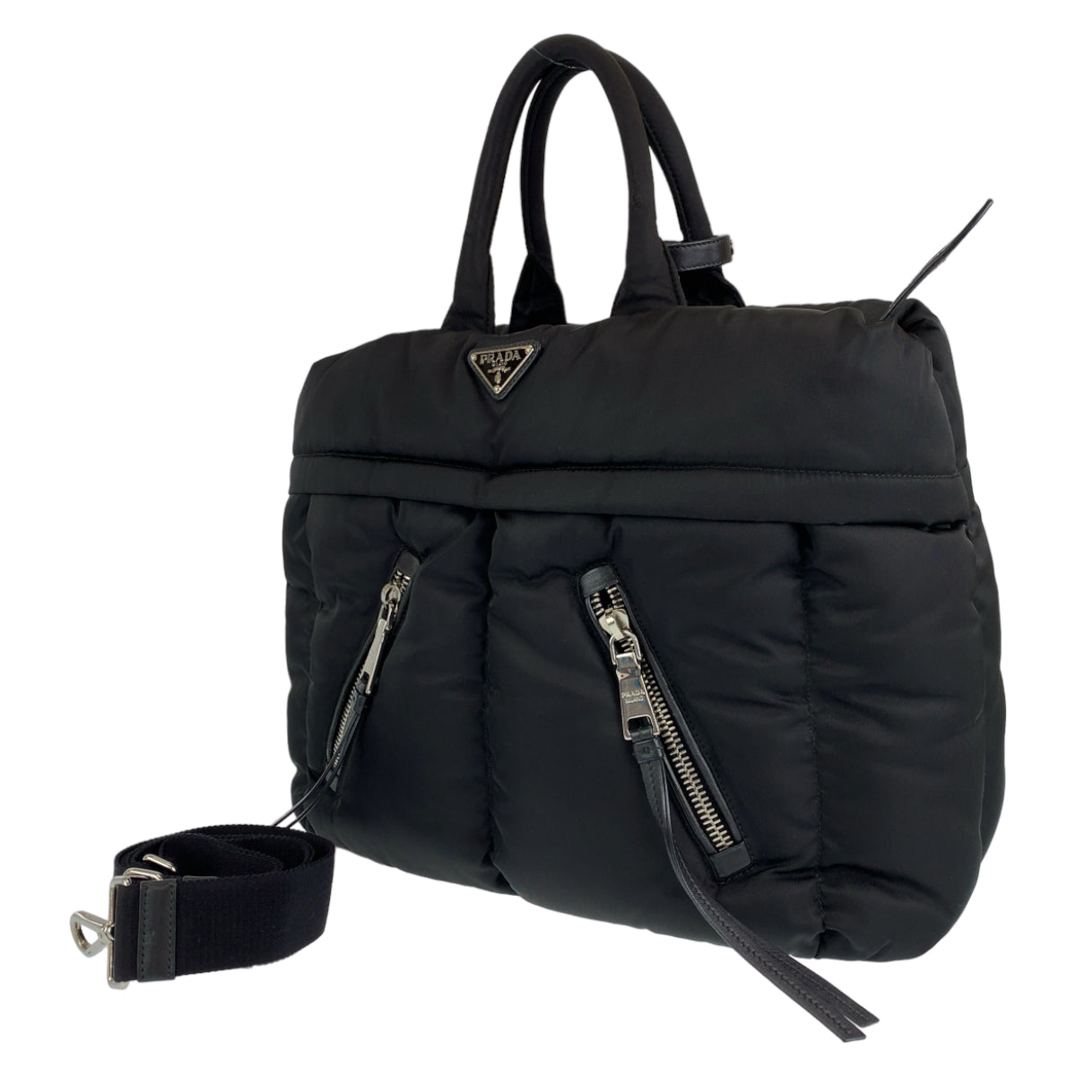 PRADA Prada Tessuto Bomber Black Silver Hardware Nylon BN2617 Business Bag Briefcase Men's