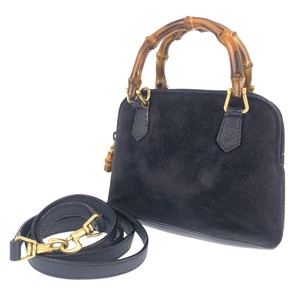 GUCCI グッチ バンブー ブラック 黒 ゴールド金具 スウェード 007 2865 0231 ショルダーバッグ ミニハンドバッグ 2way  レディース