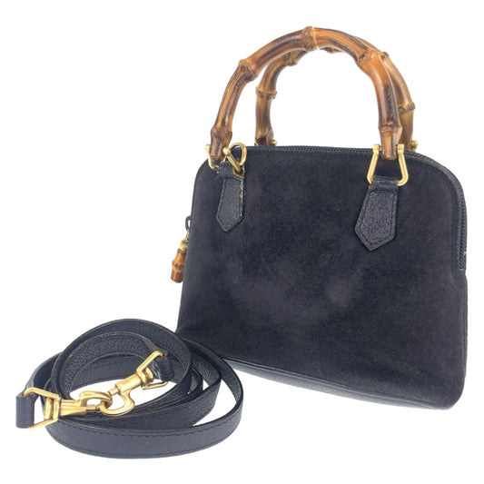 GUCCI グッチ バンブー ブラック 黒 ゴールド金具 スウェード 007 2865 0231 ショルダーバッグ ミニハンドバッグ 2way  レディース