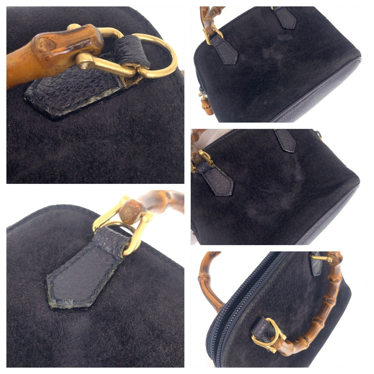 GUCCI グッチ バンブー ブラック 黒 ゴールド金具 スウェード 007 2865 0231 ショルダーバッグ ミニハンドバッグ 2way  レディース