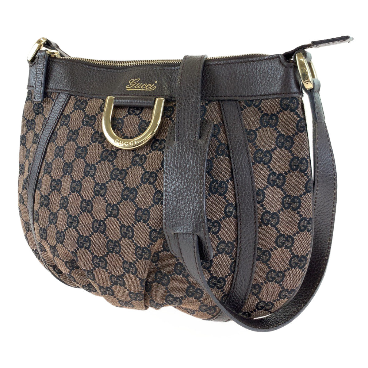 H-0350
GUCCI グッチ アビー ブラウン 茶 ゴールド金具 GGキャンバス 265691 ショルダーバッグ 斜め掛け  レディース