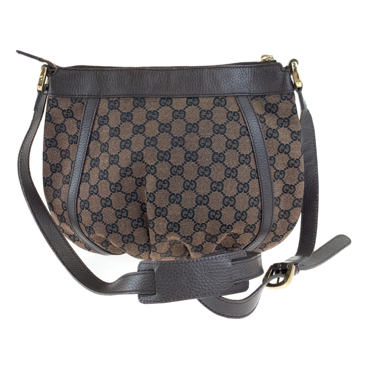 H-0350
GUCCI グッチ アビー ブラウン 茶 ゴールド金具 GGキャンバス 265691 ショルダーバッグ 斜め掛け  レディース
