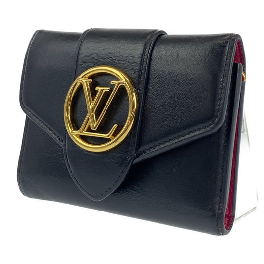 H-0352
LOUIS VUITTON ルイヴィトン ポルトフォイユコンパクト ポンヌフ ブラック 黒 ピンク ゴールド金具 PVC M69175 三つ折り財布 コンパクトウォレット  レディース