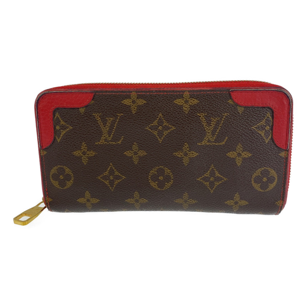 H-0355
LOUIS VUITTON ルイヴィトン モノグラム レティーロ ジッピーウォレット ブラウン 茶 レッド 赤 ゴールド金具 PVC M61854 長財布 ラウンドファスナー  レディース