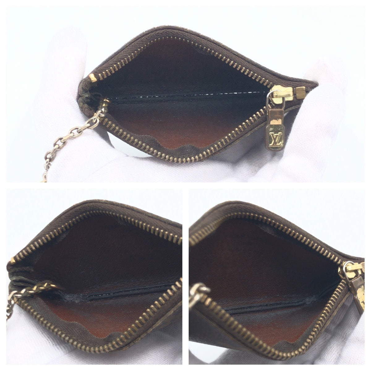 LOUIS VUITTON ルイヴィトン モノグラム ポシェットクレ ブラウン 茶 ゴールド金具 グレインレザー M63650 コインケース 小銭入れ  メンズ