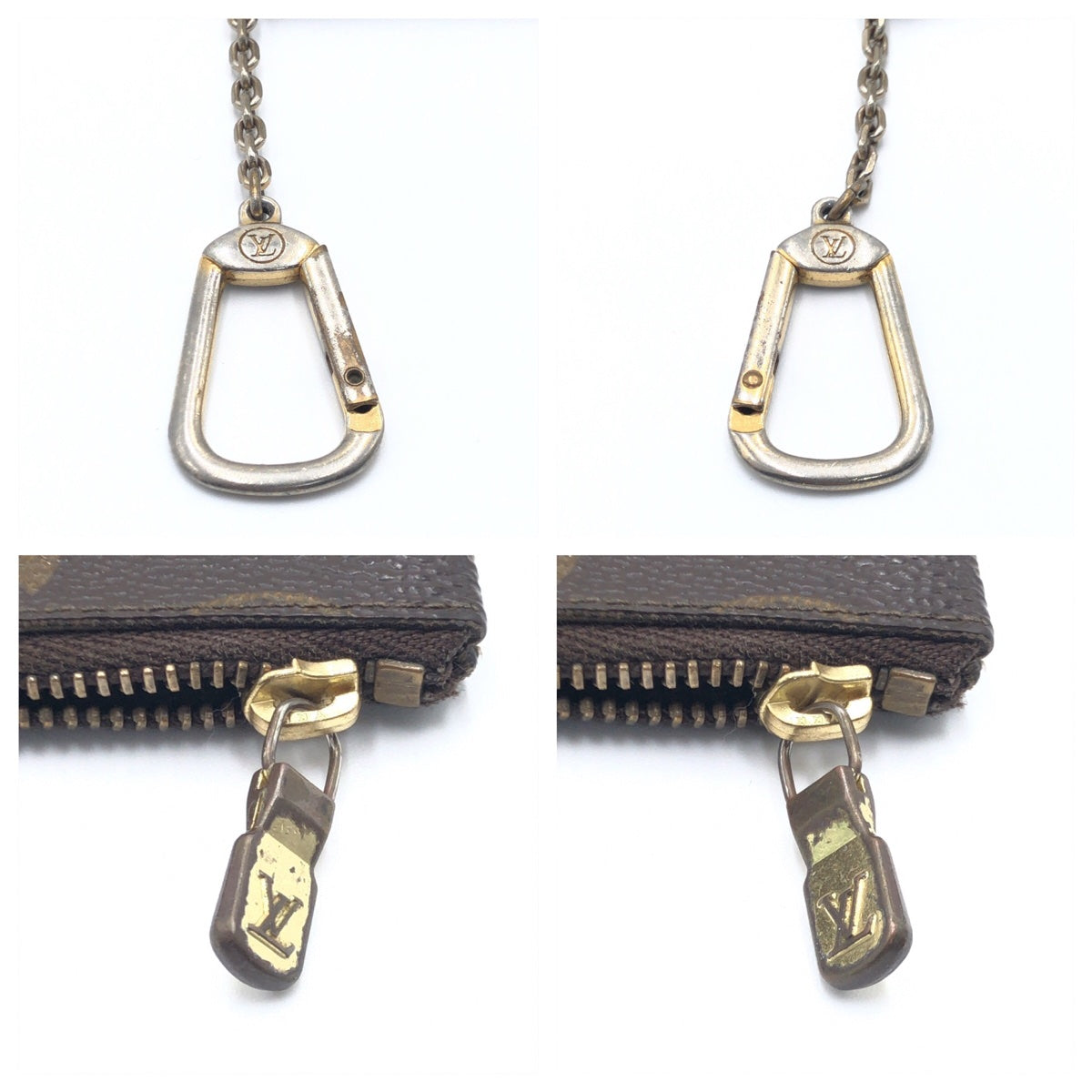 LOUIS VUITTON ルイヴィトン モノグラム ポシェットクレ ブラウン 茶 ゴールド金具 グレインレザー M63650 コインケース 小銭入れ  メンズ