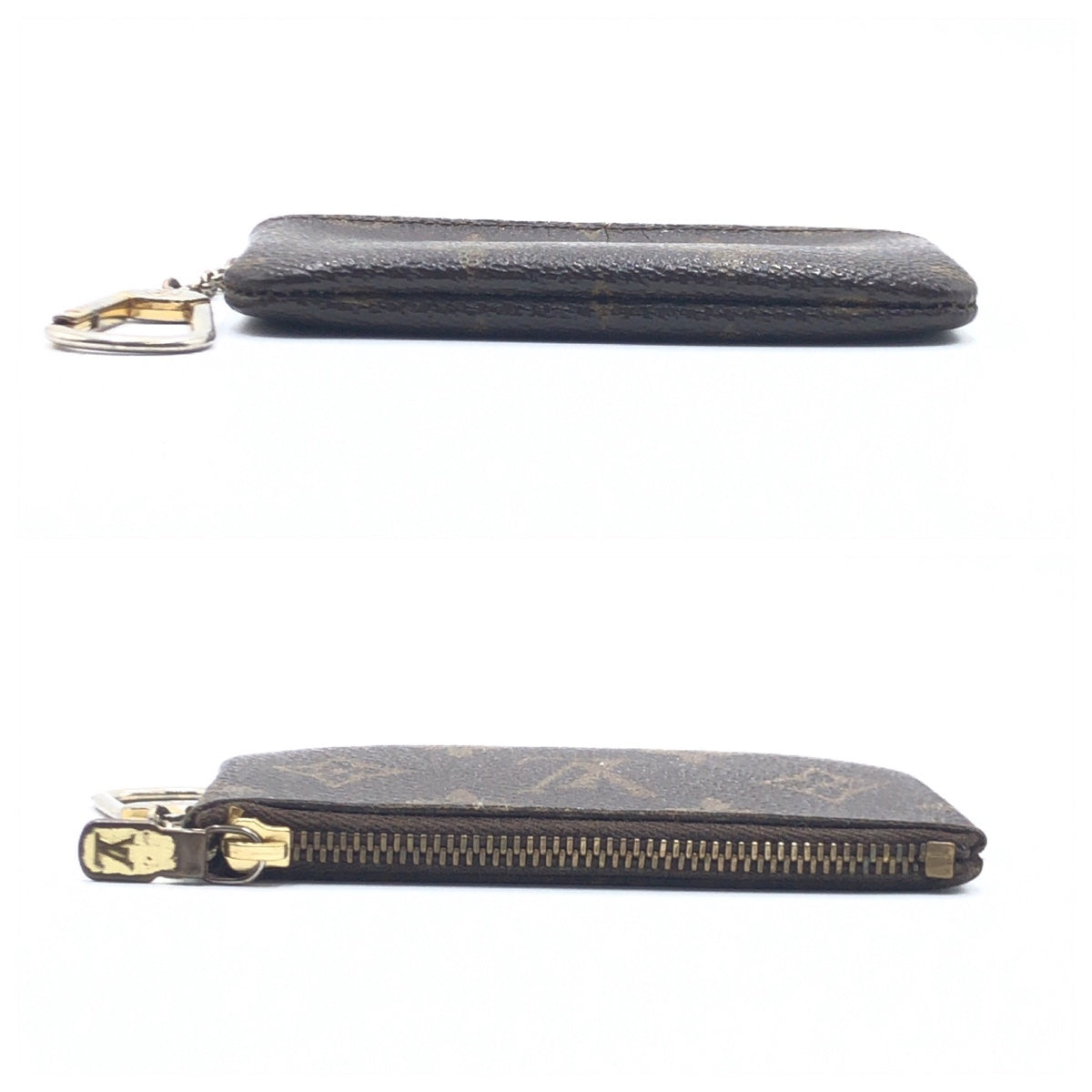 LOUIS VUITTON ルイヴィトン モノグラム ポシェットクレ ブラウン 茶 ゴールド金具 グレインレザー M63650 コインケース 小銭入れ  メンズ
