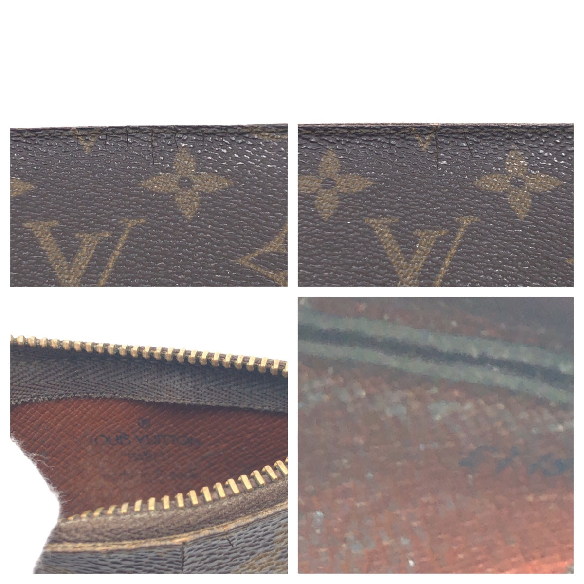 LOUIS VUITTON ルイヴィトン モノグラム ポシェットクレ ブラウン 茶 ゴールド金具 グレインレザー M63650 コインケース 小銭入れ  メンズ