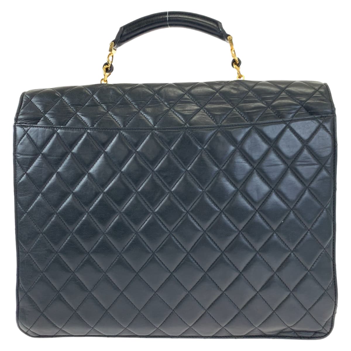 CHANEL シャネル ヴィンテージ マトラッセ ココマーク ターンロック ブラック 黒 ゴールド金具 ラムスキン ビジネスバッグ ブリーフケース  レディース