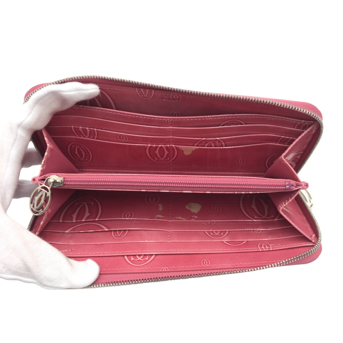 CARTIER カルティエ ハッピーバースデイ ピンク シルバー金具 エナメル CRL3001255 長財布 ロングウォレット  レディース