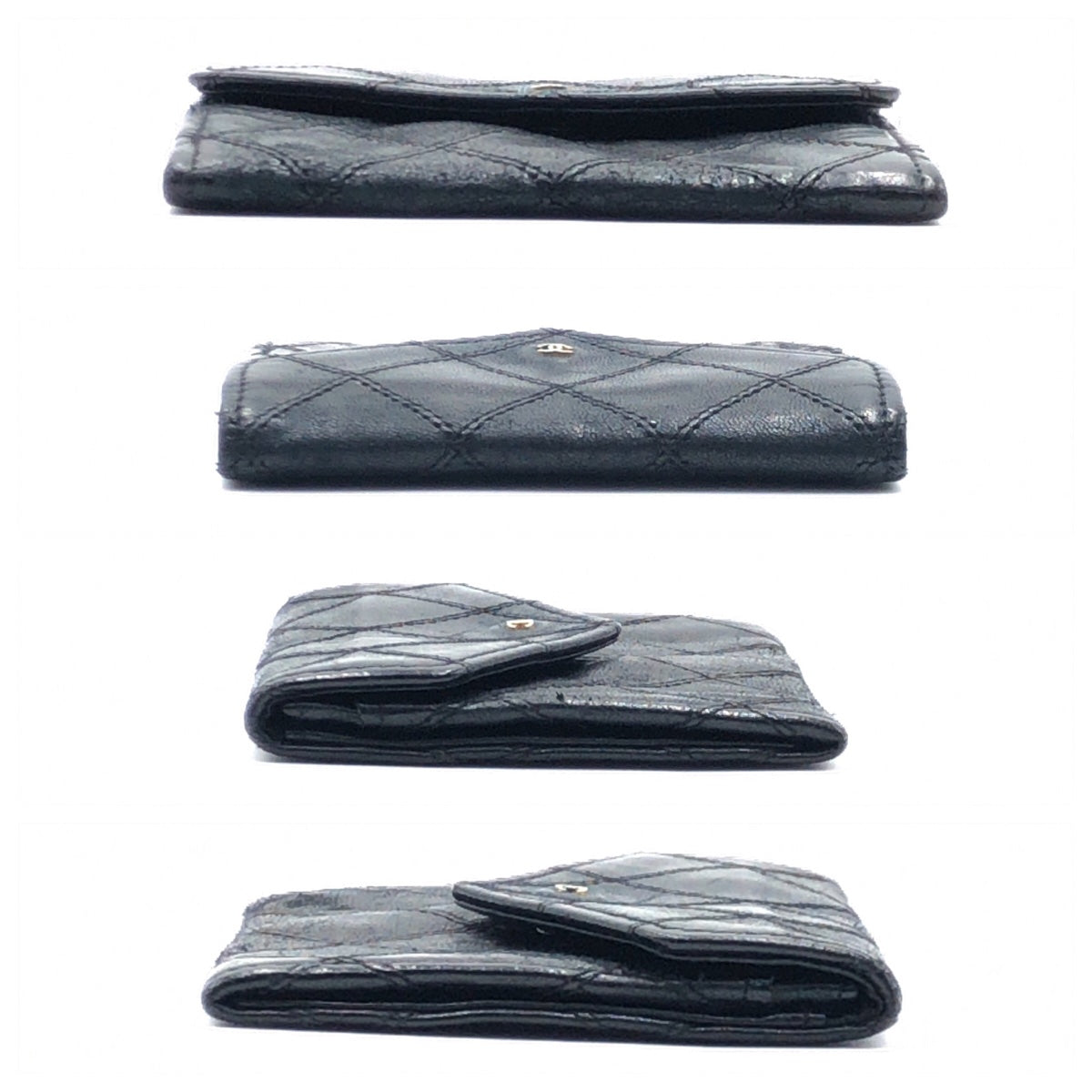 CHANEL シャネル ビコローレ ココマーク ブラック 黒 ゴールド金具 ラムスキン コインケース 小銭入れ  レディース