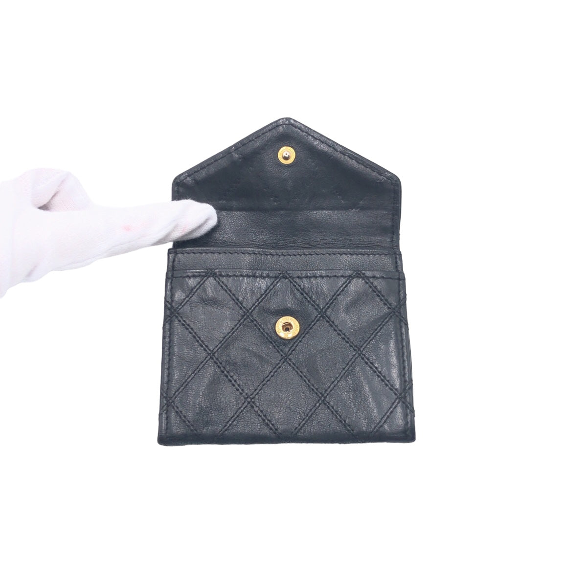 CHANEL シャネル ビコローレ ココマーク ブラック 黒 ゴールド金具 ラムスキン コインケース 小銭入れ  レディース