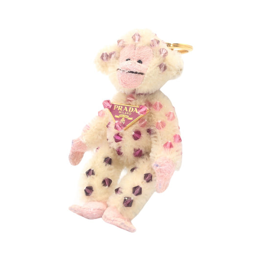 PRADA Prada Bear Ivory Pink Gold Hardware Acrylic/Beads 1ARA23 Key Holder Key Ring Bag Charm Women's