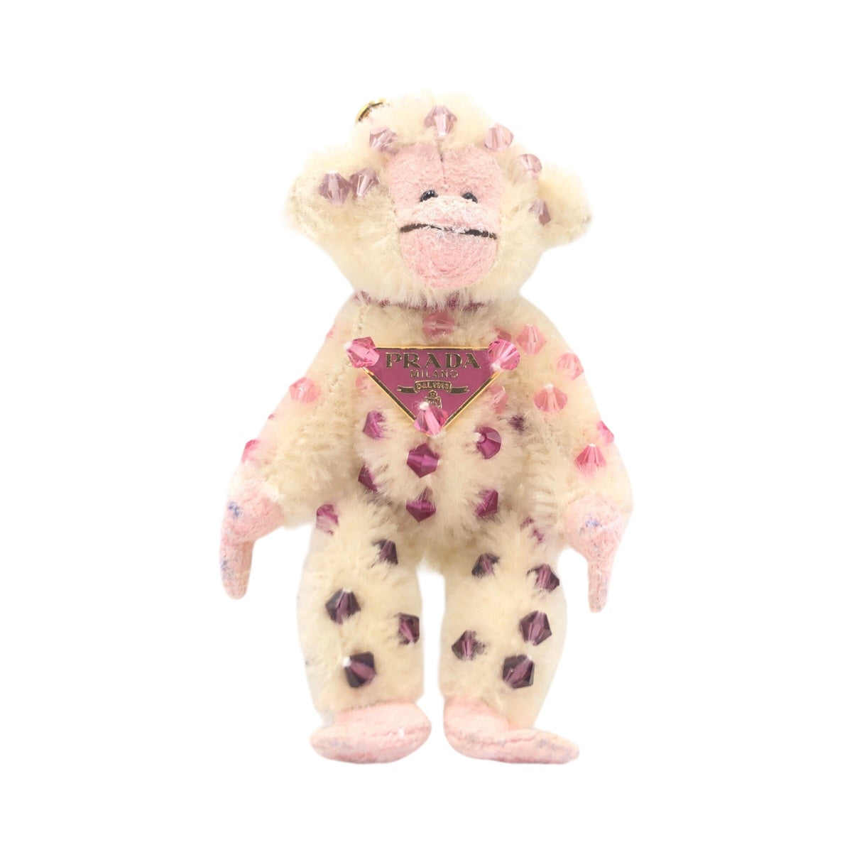 PRADA Prada Bear Ivory Pink Gold Hardware Acrylic/Beads 1ARA23 Key Holder Key Ring Bag Charm Women's