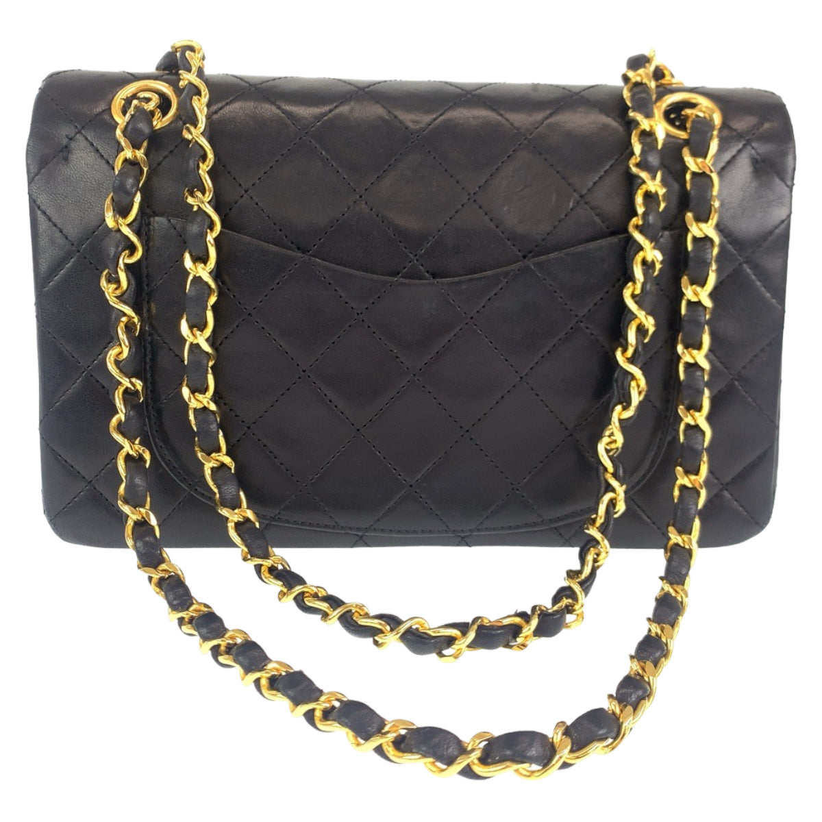 CHANEL シャネル ヴィンテージ マトラッセ23 ダブルフラップ タイムレス ココマーク ターンロック ブラック 黒 ゴールド金具 ラムスキン Wチェーンショルダーバッグ 肩掛け  レディース