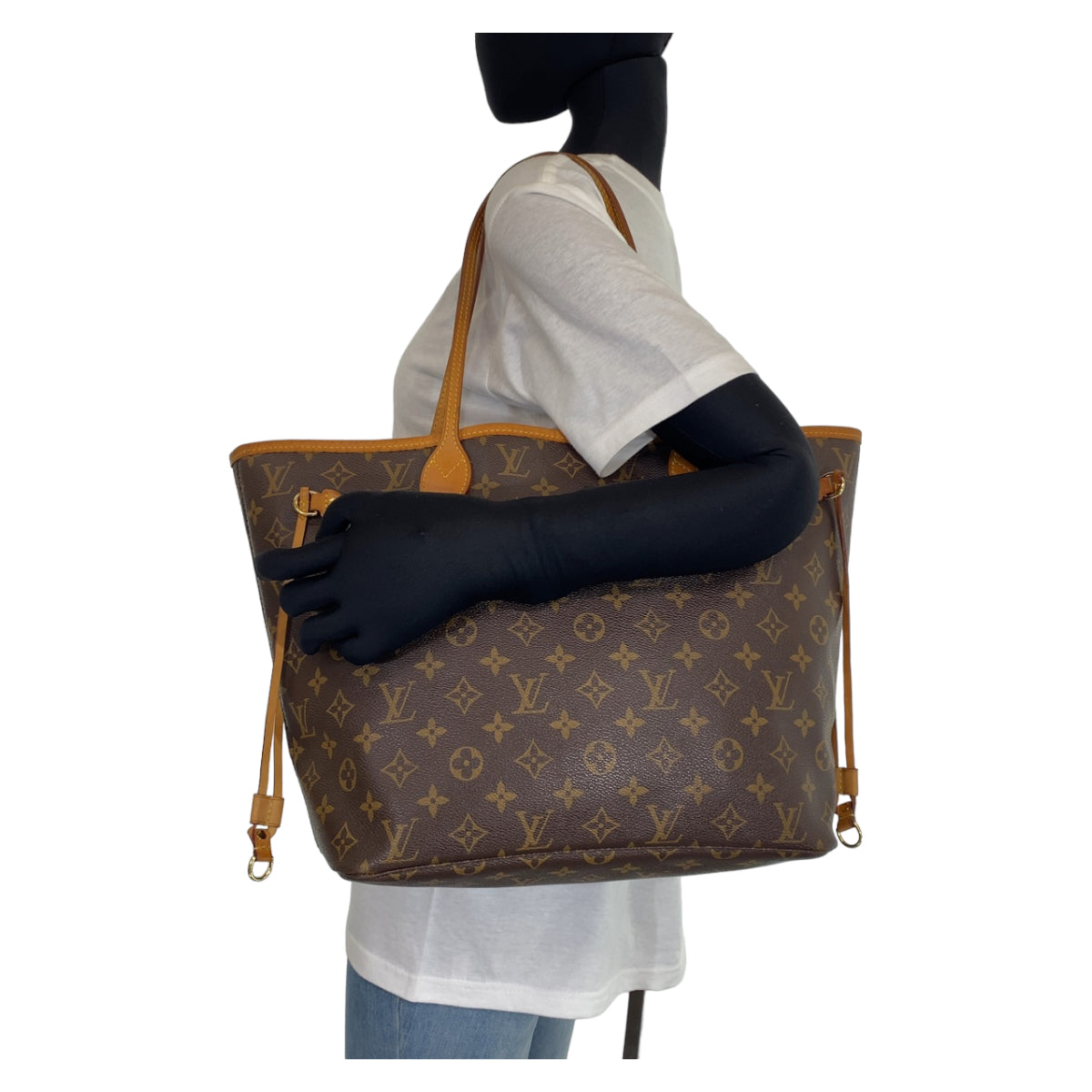 H-0370
LOUIS VUITTON ルイヴィトン モノグラム ネヴァーフルMM ポーチ付き ブラウン 茶 ゴールド金具 PVC M41178 トートバッグ ショルダーバッグ  レディース