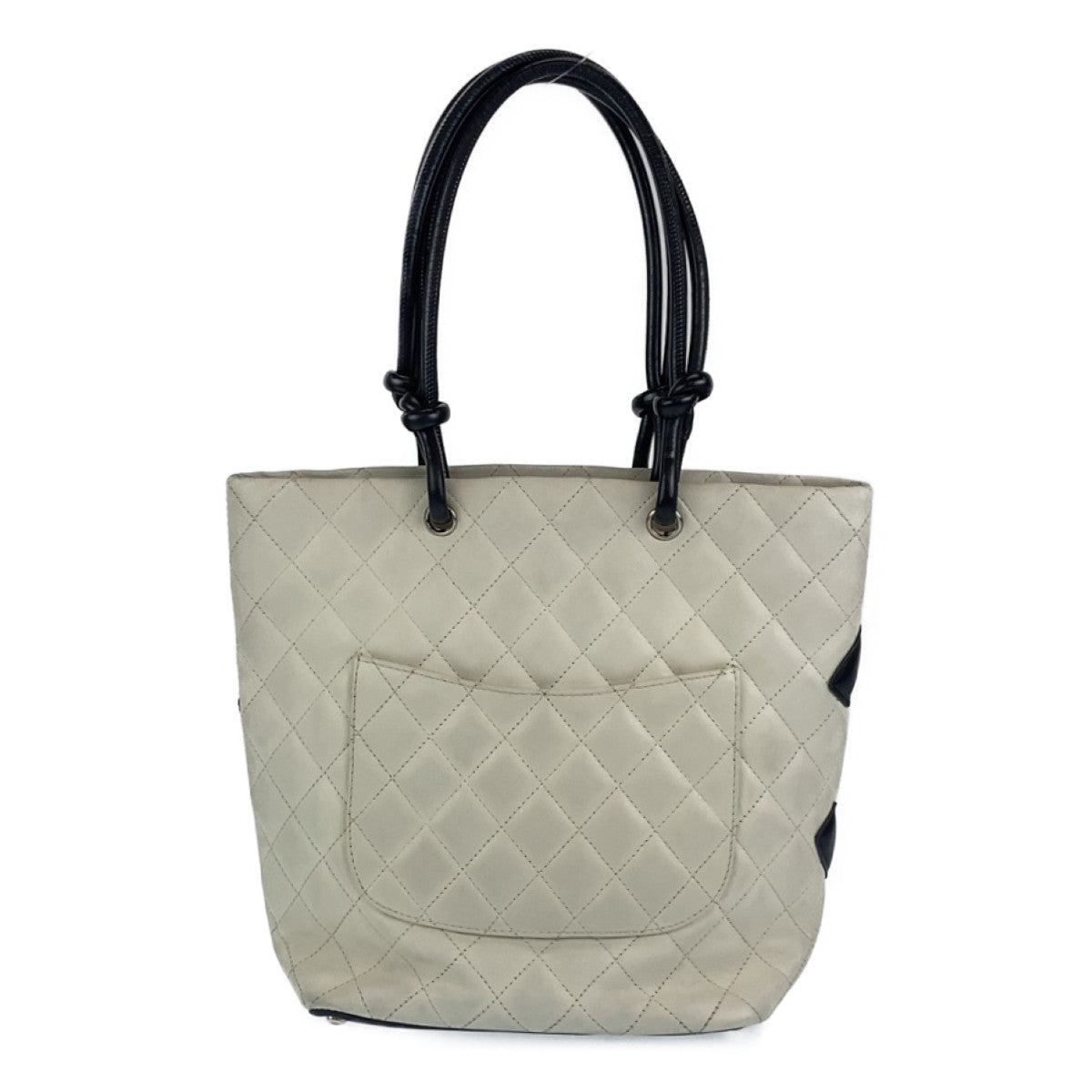 C-054
CHANEL シャネル ヴィンテージ カンボンライン ココマーク ホワイト 白 ブラック 黒 カーフ トートバッグ 肩掛け  レディース