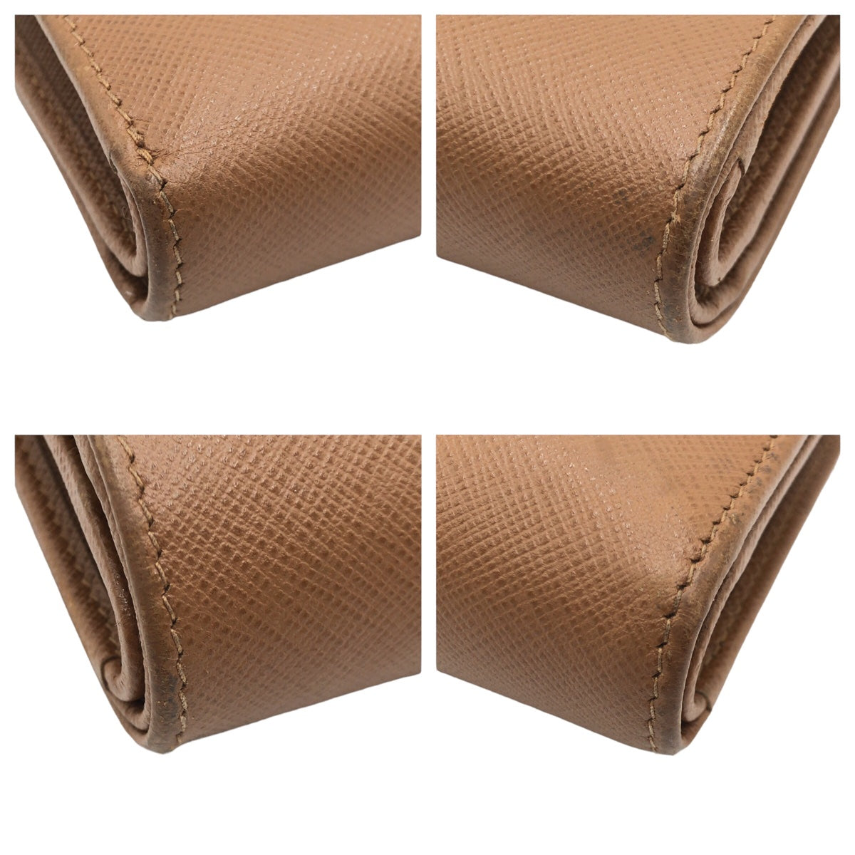 PRADA Prada Saffiano Brown Gold Hardware Leather 1ML225 Bi-fold Wallet Billfold Women's