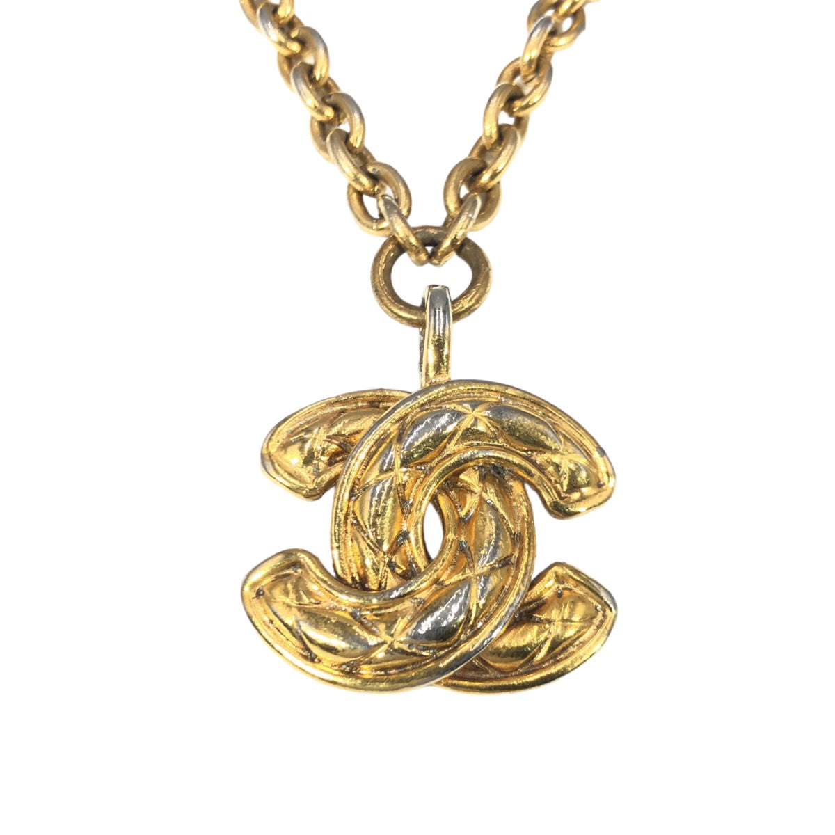 CHANEL シャネル マトラッセ ココマーク コメあり ゴールド 金 GP ネックレス ペンダント  レディース