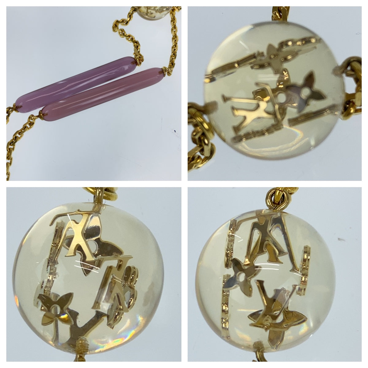 D-009
LOUIS VUITTON ルイヴィトン モノグラム ピンク ゴールド金具 メッキ ネックレス ネックストラップ  レディース