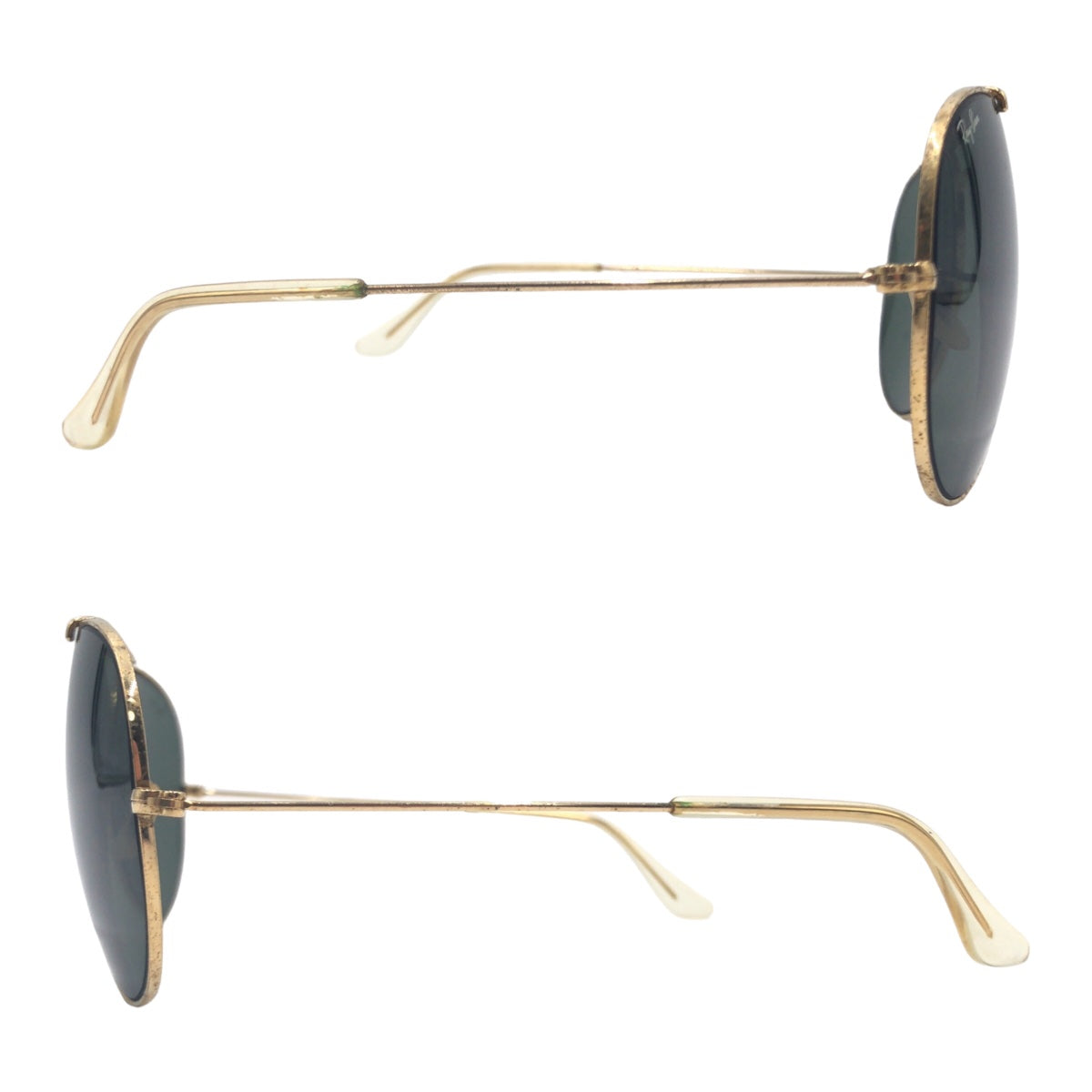 Ray-Ban B&amp;L RAY-BAN USA Gold Black Metal R&amp;L RAY-BAN 62◻︎14 Sunglasses Teardrop Men's