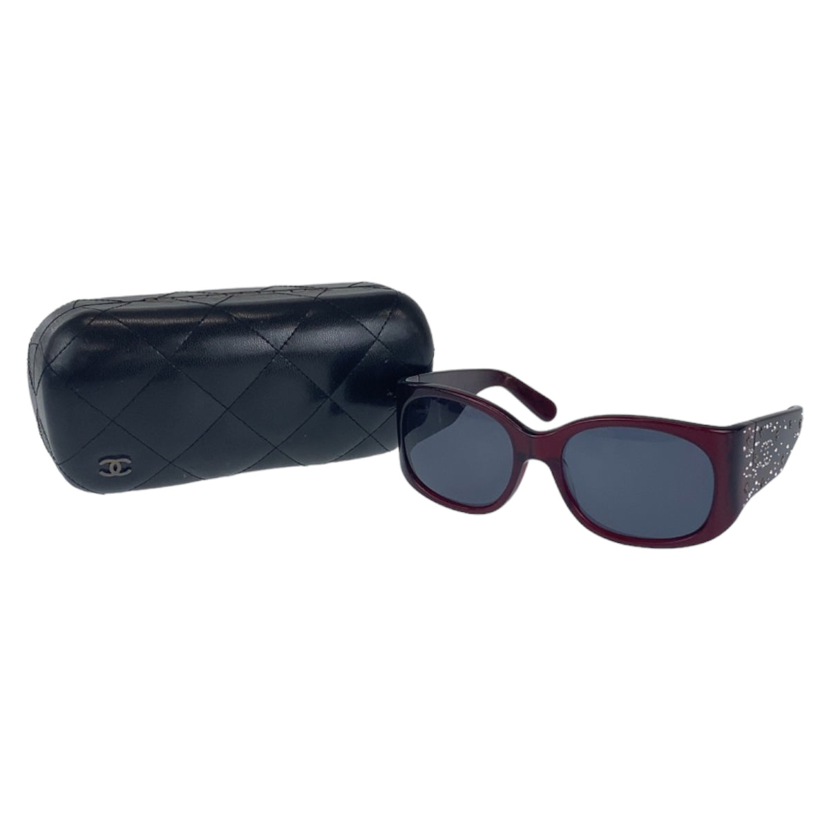H-0377
CHANEL シャネル ココマーク レッド 赤 プラスチック c730/11 55□18 125 2N サングラス メガネ 度なし ウェリントン  レディース