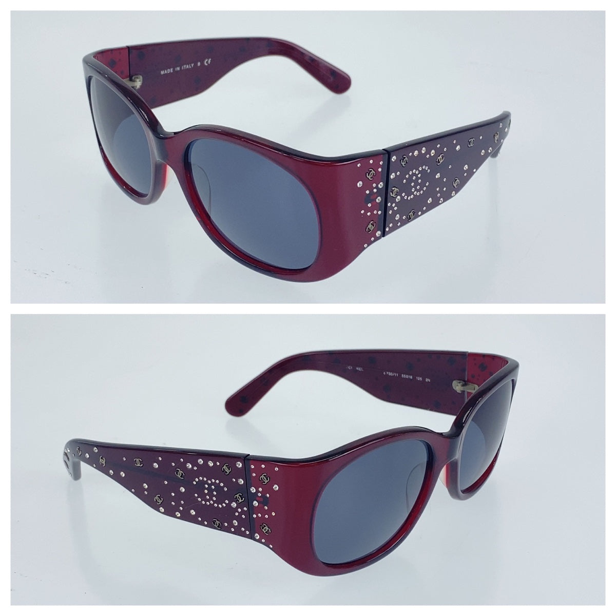 H-0377
CHANEL シャネル ココマーク レッド 赤 プラスチック c730/11 55□18 125 2N サングラス メガネ 度なし ウェリントン  レディース