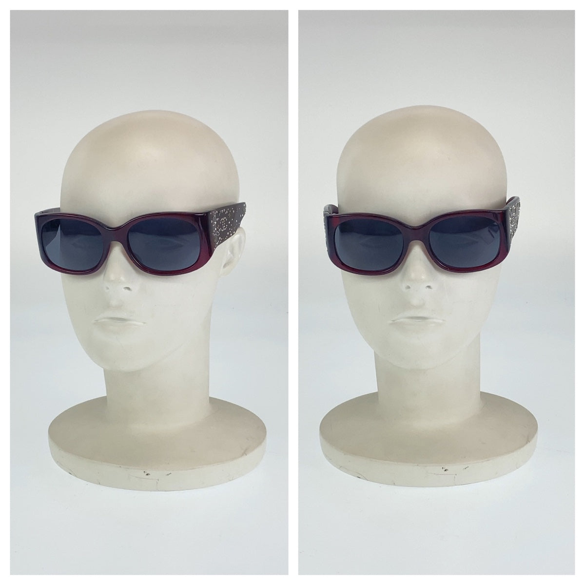 H-0377
CHANEL シャネル ココマーク レッド 赤 プラスチック c730/11 55□18 125 2N サングラス メガネ 度なし ウェリントン  レディース