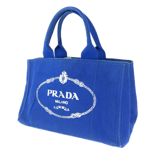H-0382
PRADA プラダ カナパ M ブルー 青 キャンバス トートバッグ ハンドバッグ  レディース