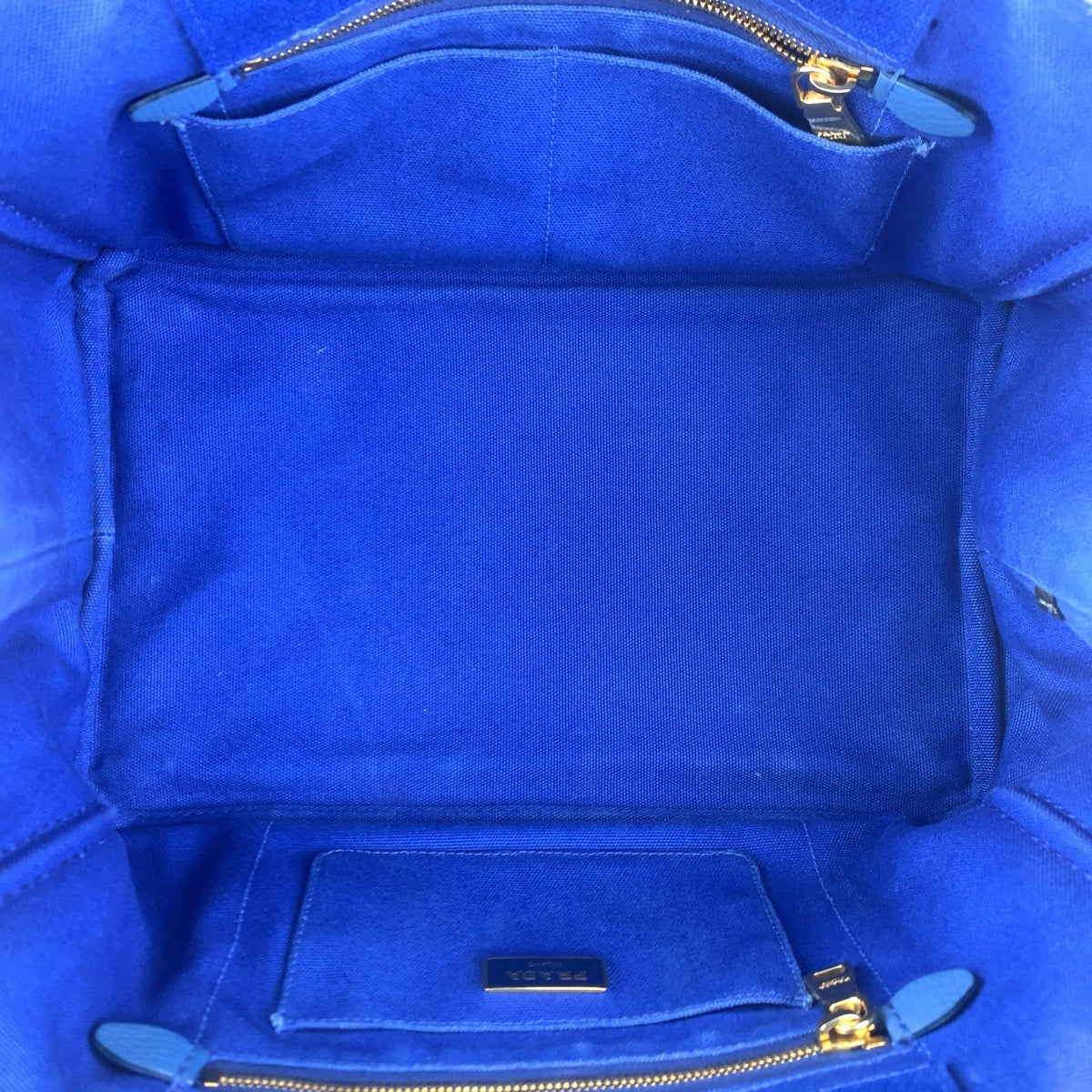 H-0382
PRADA プラダ カナパ M ブルー 青 キャンバス トートバッグ ハンドバッグ  レディース