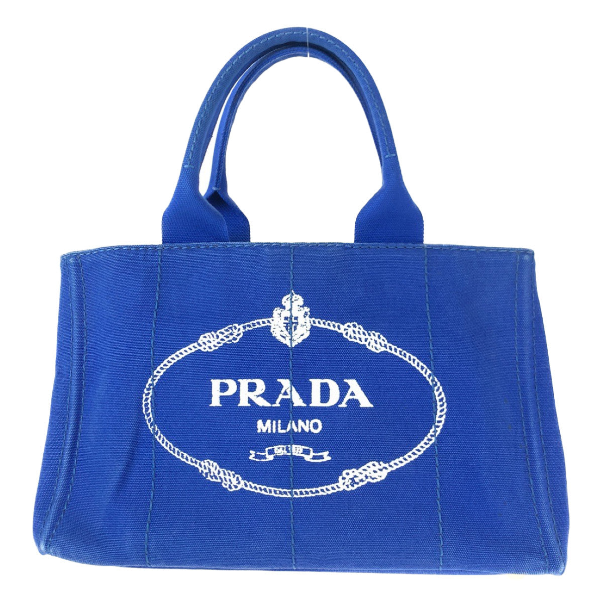 H-0382
PRADA プラダ カナパ M ブルー 青 キャンバス トートバッグ ハンドバッグ  レディース
