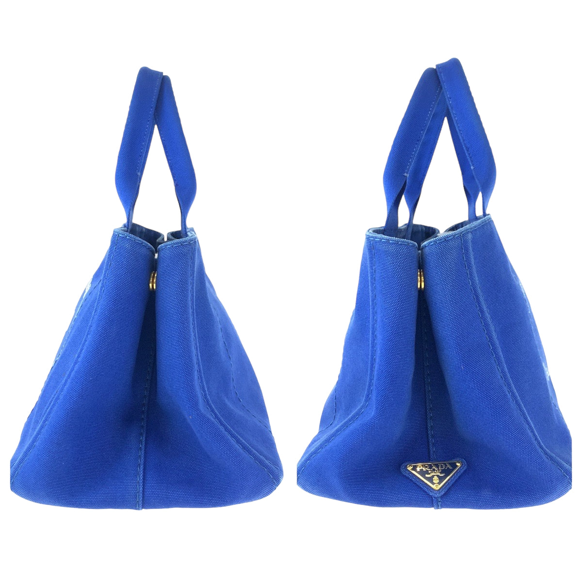 H-0382
PRADA プラダ カナパ M ブルー 青 キャンバス トートバッグ ハンドバッグ  レディース
